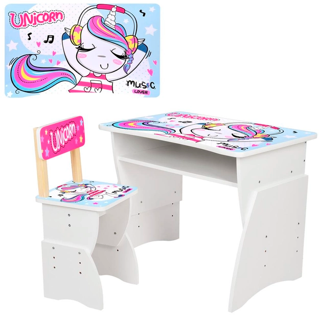 Парта Bambi Единорог Голубой/Розовый (63-75-905-51) - фото 6 Парта Bambi Единорог Голубой/Розовый (63-75-905-51) - фото 6