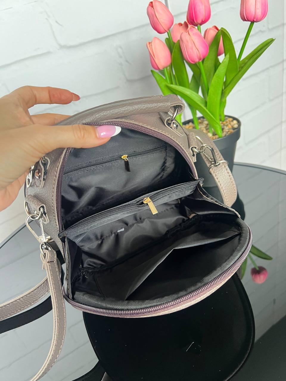 Сумка женская кросс-боди из экокожи и замши Темно-пудровый (2732414523) - фото 5 Сумка женская кросс-боди из экокожи и замши Темно-пудровый (2732414523) - фото 5