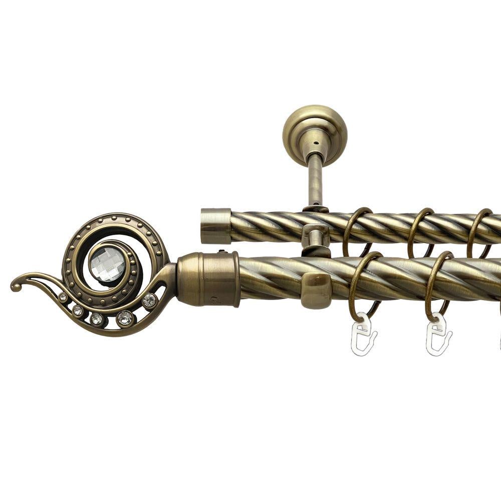 Карниз Orvit Око Дракона металевий дворядний відкритий скручена труба кільце металеве 25/19 мм 300 см Антик (00-00017908)