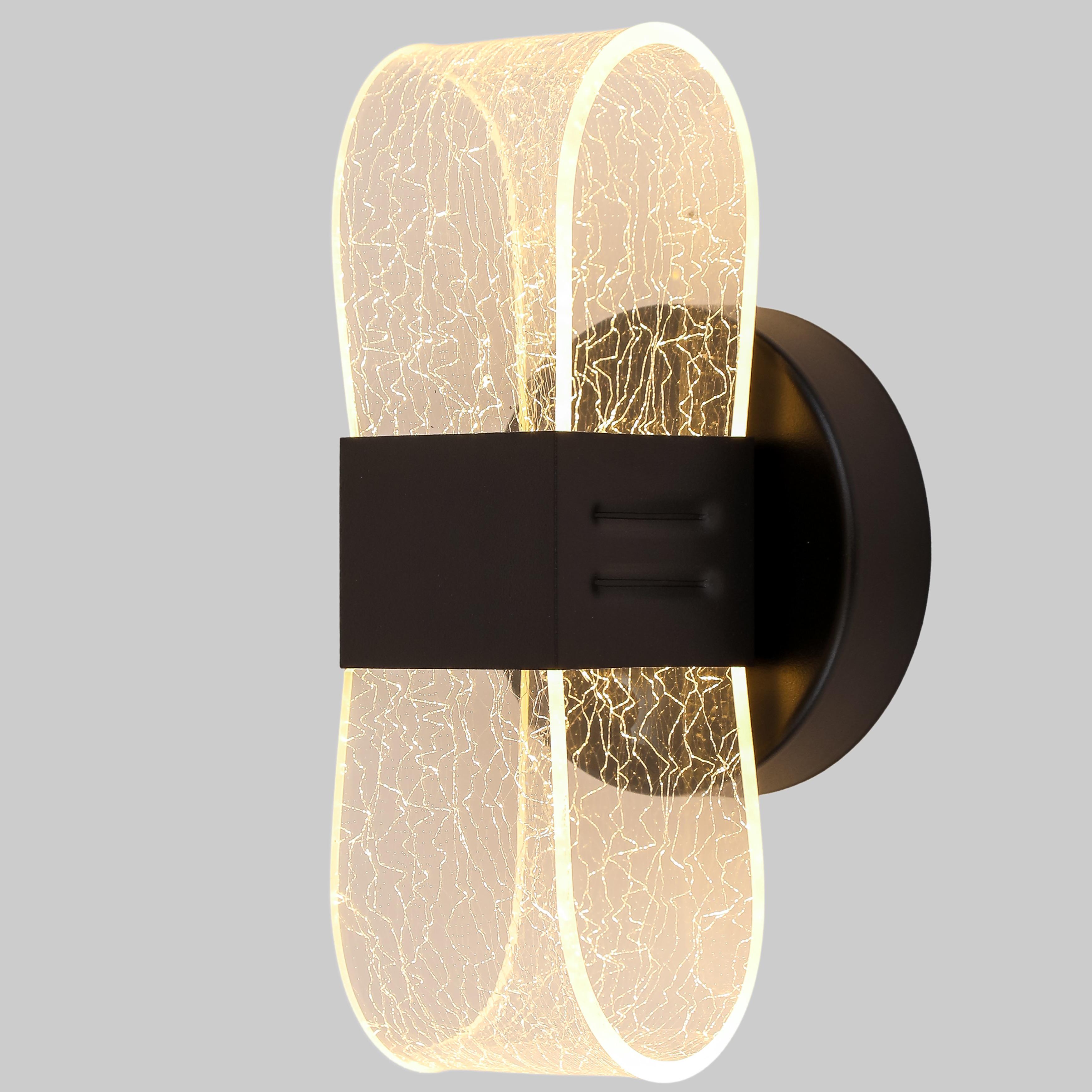 Светильник/бра настенный с треснутым рисунком на акриле 8W Черный (96-W6079B BK)