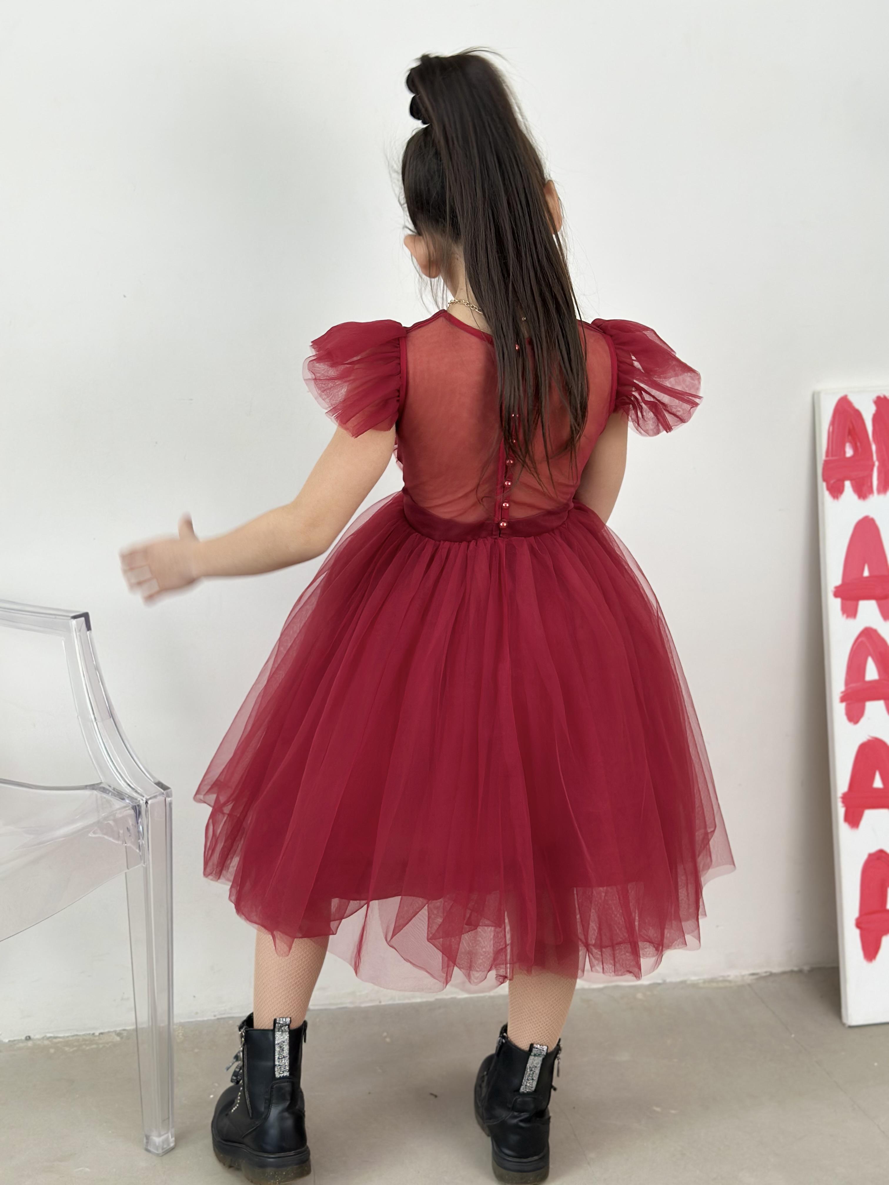 Сукня чарівна для дівчаток KatyKids Поліна із фатіну 120 см Винно-червоний (11037060700)