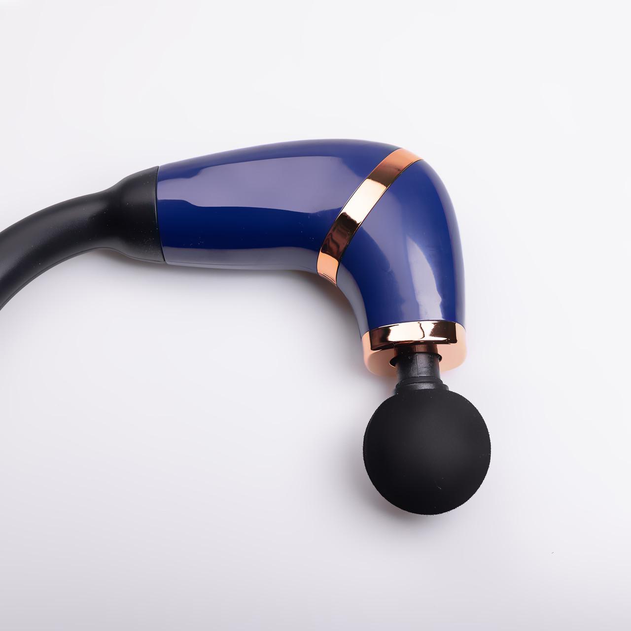 Массажер перкуссионный ручной аккумуляторный 17 Вт зарядка от USB до 3200 об/мин Синий (7212) - фото 3