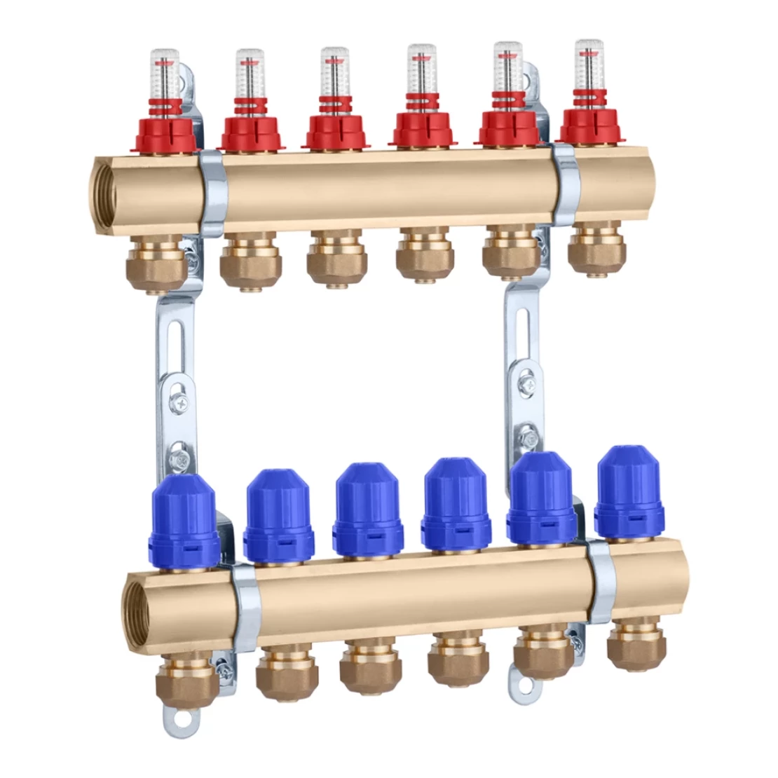 Колектор в зборі STA 1х3/4" на 6 виходів з євроконусами латунний (TK-CV028328)