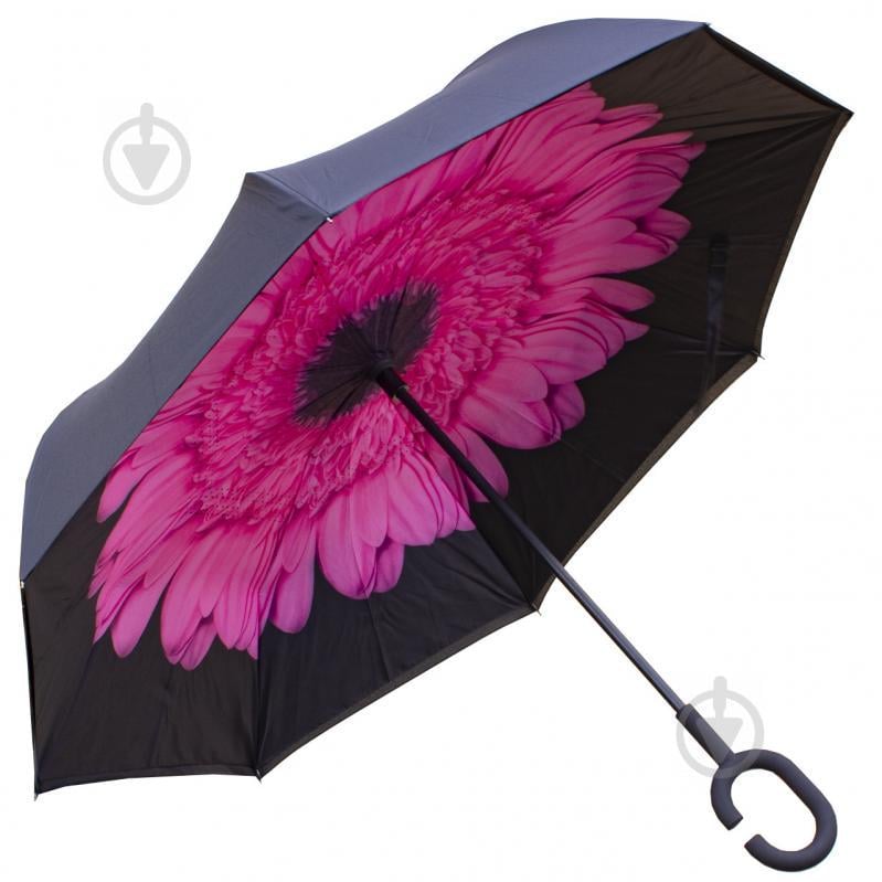 Зонт наоборот Lesko Up-Brella Цветок Черный (2907-7817)