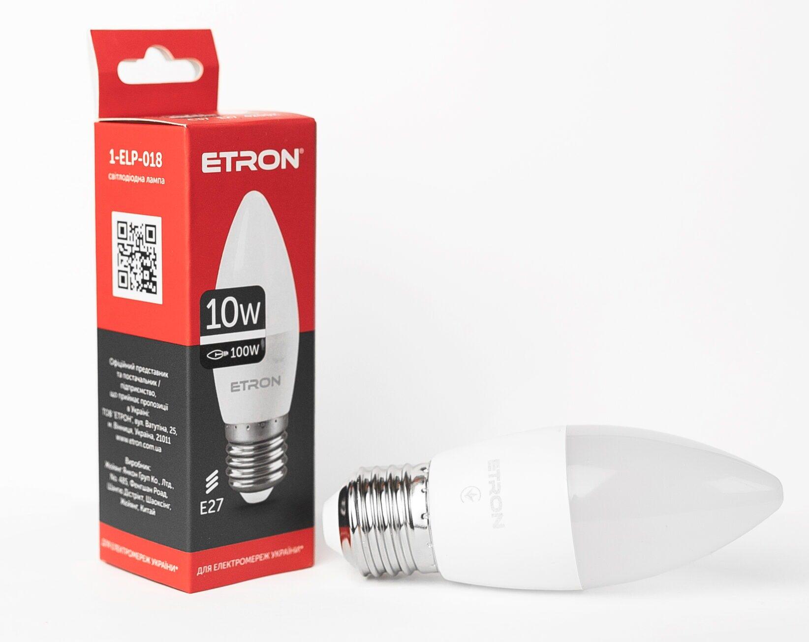 Светодиодная лампа ETRON Light 1-ELP-018 C37 10W 220 В E27 4200К