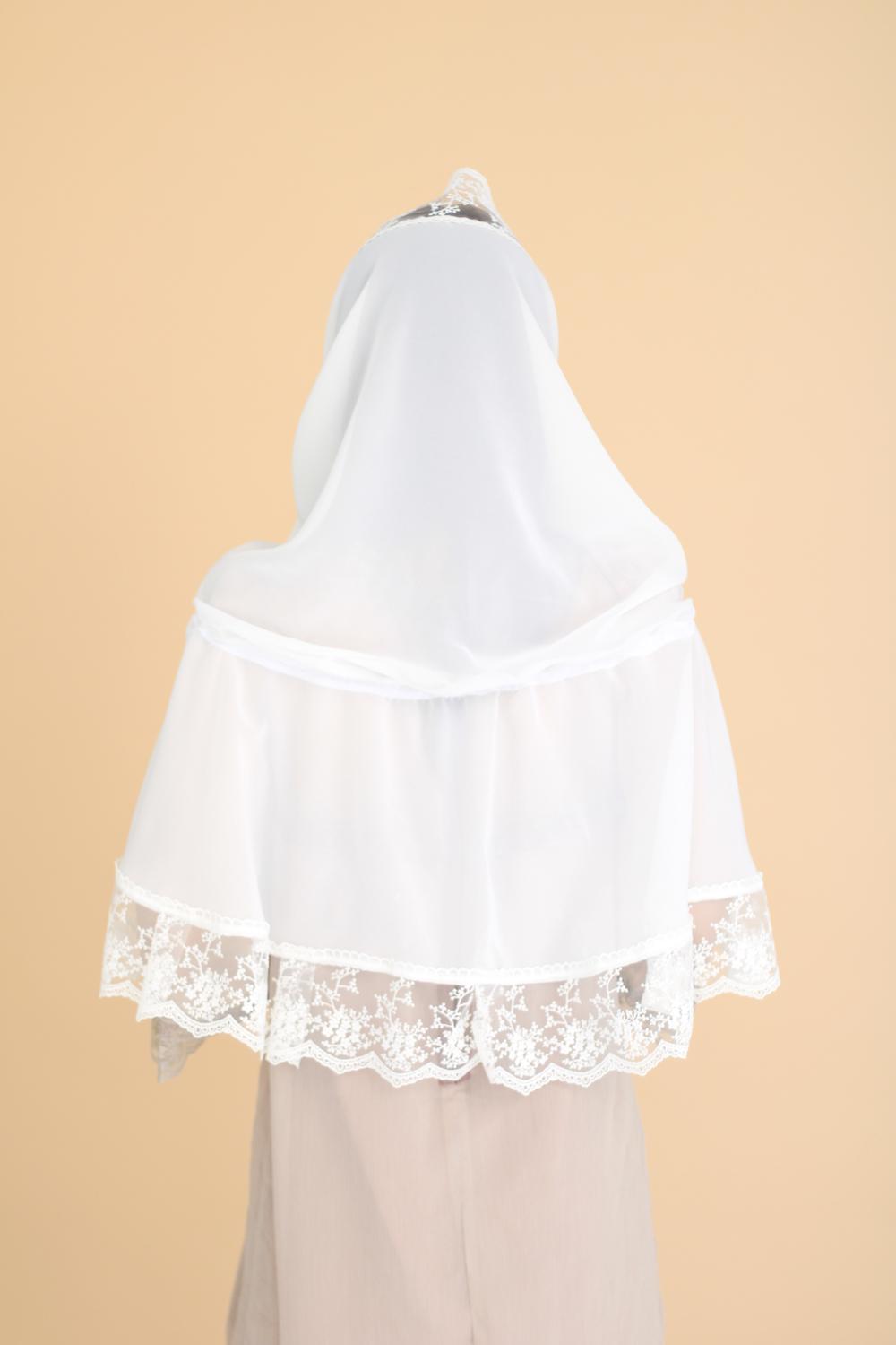 Палантин для храма на голову Снежно-молочный (п024) - фото 8