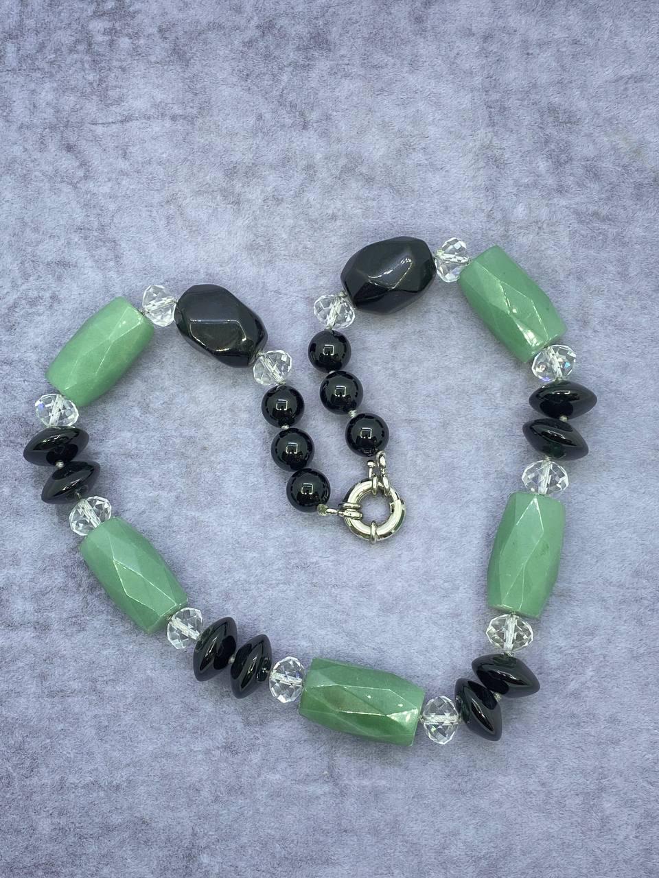 Бусы агат 50 см Черный (647)