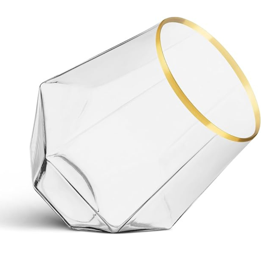 Набор пластиковых стаканов Бриллиант для напитков крепкие с золотистым ободком 6 шт. 350 мл