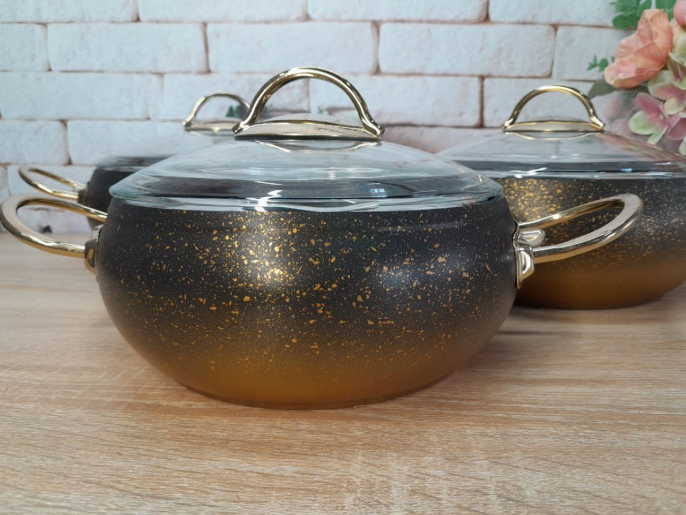 Набір каструль OMS з антипригарним покриттям 6 предметів Gold (3031-gold) - фото 4 Набір каструль OMS з антипригарним покриттям 6 предметів Gold (3031-gold) - фото 4