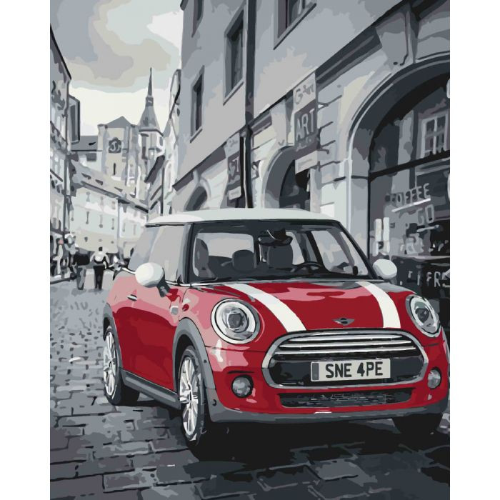 Картина по номерам Городской пейзаж Mini Cooper 40х50 см (KHO3504)