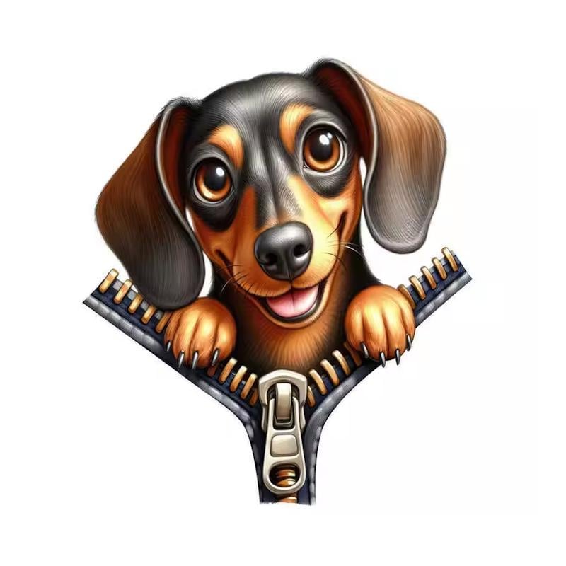 Термонаклейка Такса на молнии для одежды 8 см (2743174607)