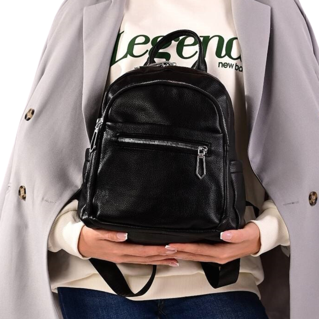 Рюкзак женский из экокожи 28х20х12 см Черный (СЖ-16)