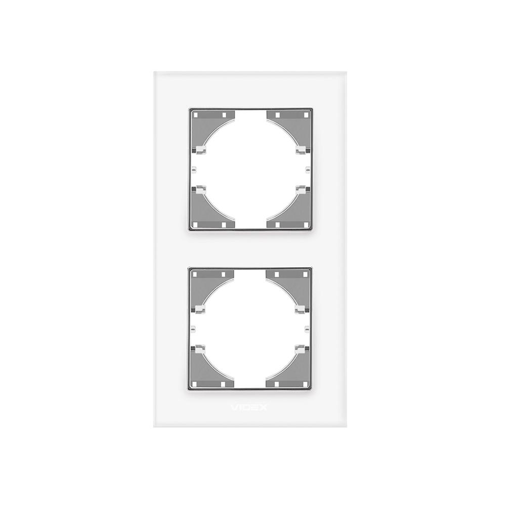 Рамка Videx Binera на 2 места вертикальная Белое стекло (42821)