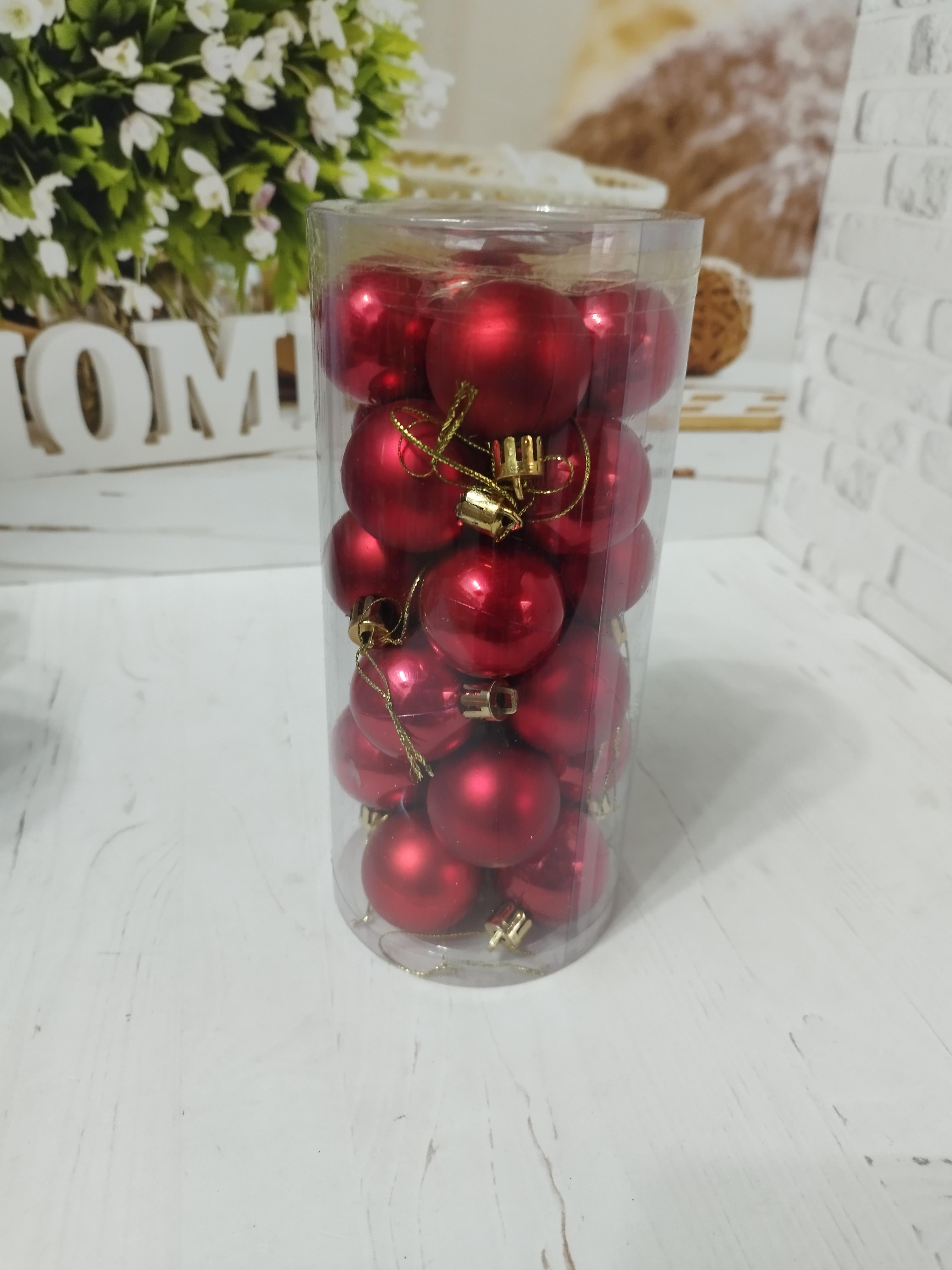 Набір новорічних куль на ялинку пластикових 4 см 24 шт. Червоний (LS9004-4) - фото 1 Набір новорічних куль на ялинку пластикових 4 см 24 шт. Червоний (LS9004-4) - фото 1