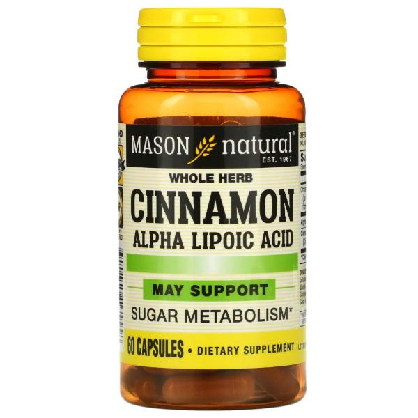 Комплекс для профилактики диабета Mason Natural Cinnamon Alpha Lipoic Acid 60 капс. (000021424)