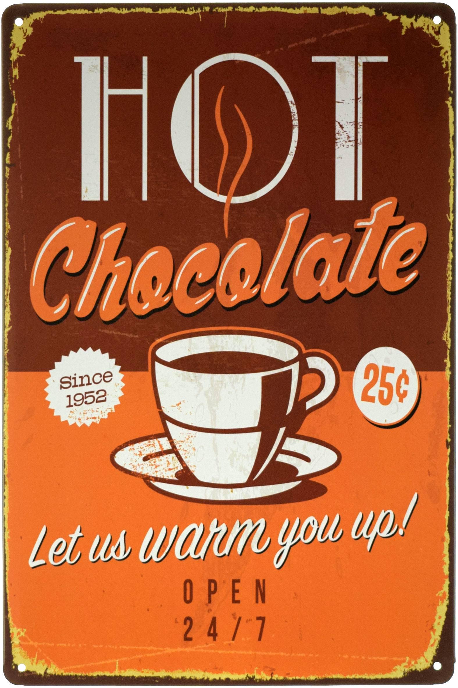 Табличка металева Гарячий Шоколад Дозвольте Нам Зігріти Вас!/Hot Chocolate Let Us Warm You Up! 20x30 см