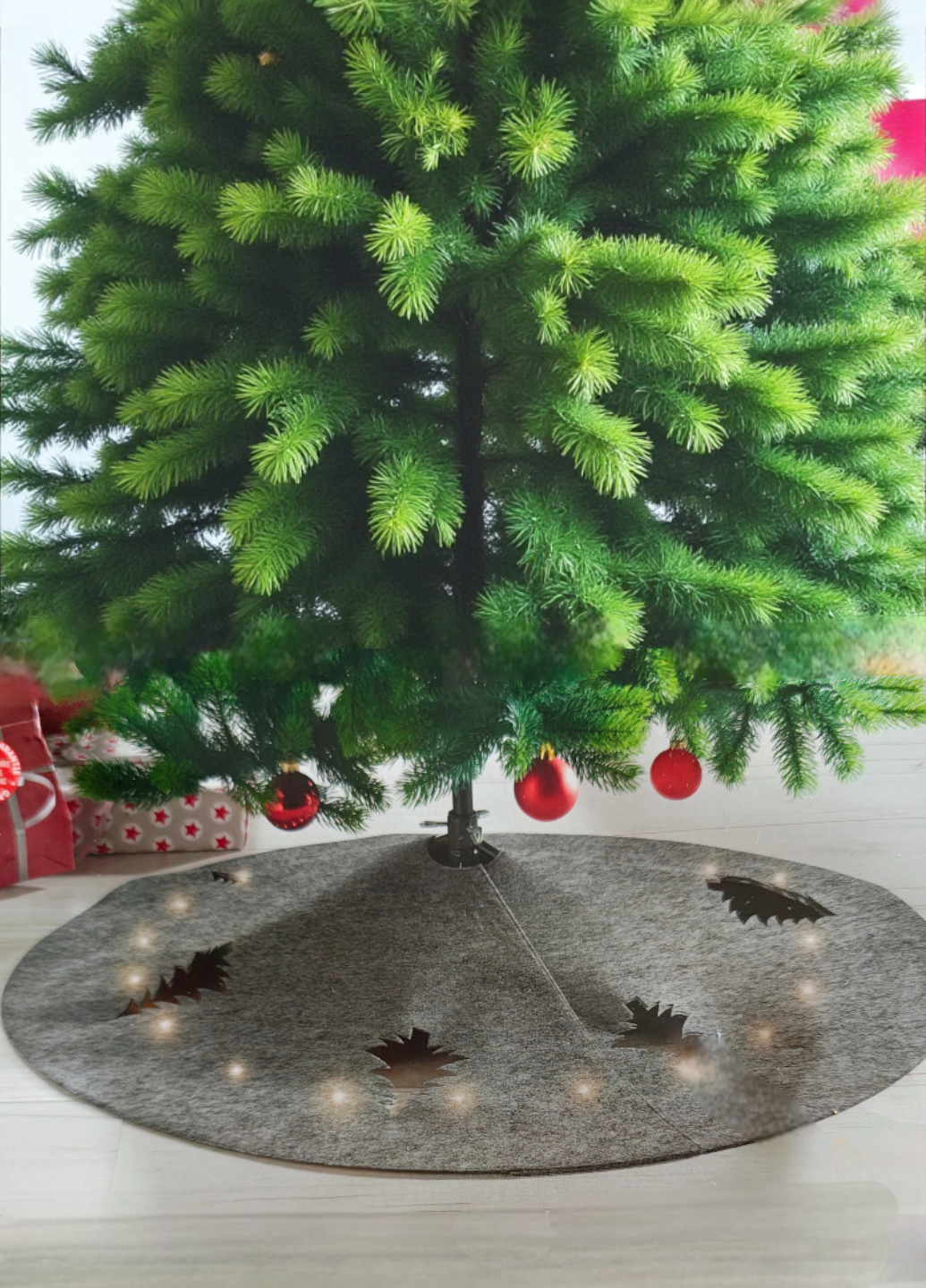 Коврик под елку Livarno Home Led Christmas Tree Blanket из фетра 100 см Серый (7914)