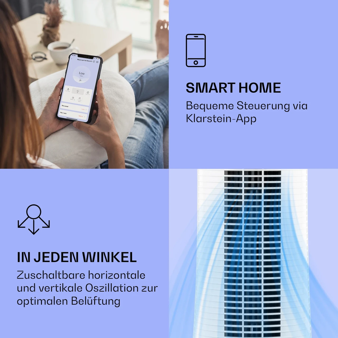 Повітроохолоджувач і вентилятор KLARSTEIN Skyscraper Ice Smart 4в1 Білий (10040206) - фото 4 Повітроохолоджувач і вентилятор KLARSTEIN Skyscraper Ice Smart 4в1 Білий (10040206) - фото 4