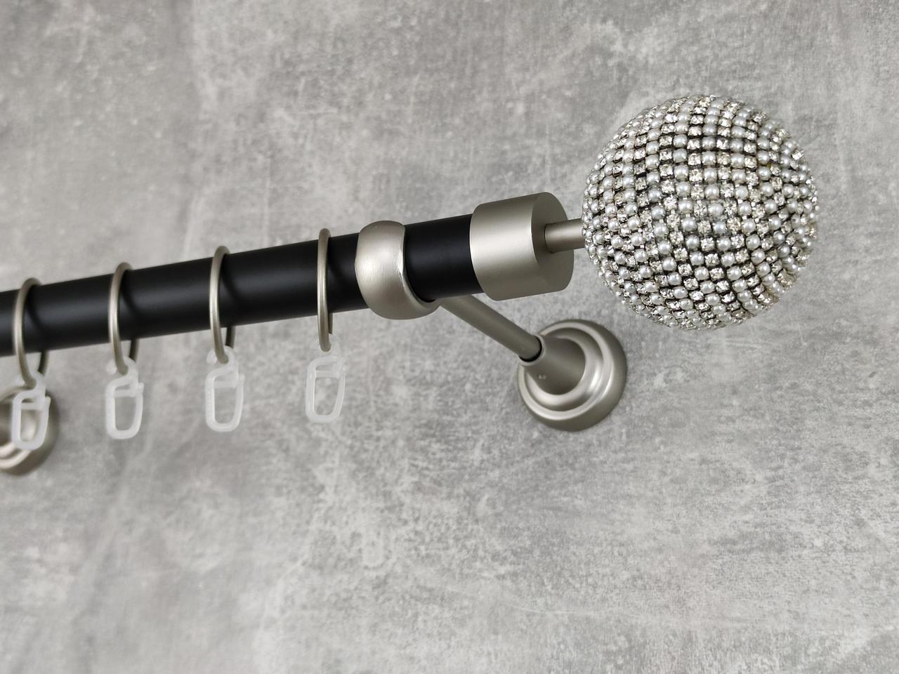 Карниз MStyle металлический для штор однорядный Карера 25 мм гладкий 400 см Сатин/Черный (5020263)