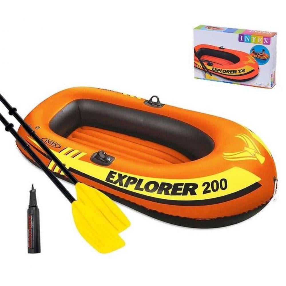 Лодка надувная Intex Explorer 200 Set и пластиковые весла/ручной насос