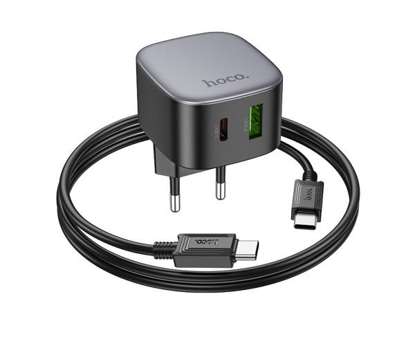 Устройство сетевое зарядное Hoco CS32A Type-C/USB QC3.0 PD20W с кабелем Typy-C to Type-C Black - фото 1 Устройство сетевое зарядное Hoco CS32A Type-C/USB QC3.0 PD20W с кабелем Typy-C to Type-C Black - фото 1