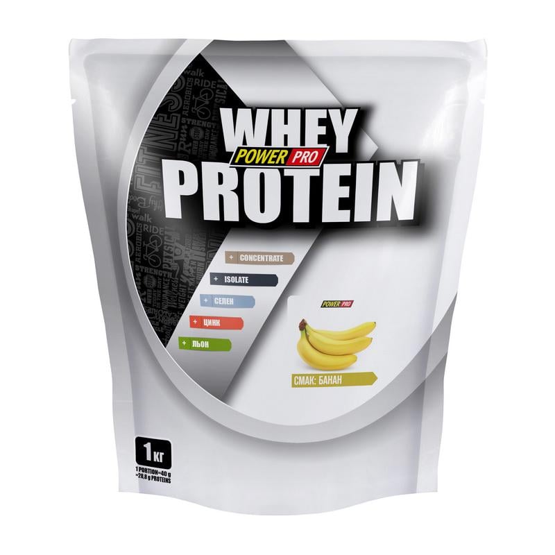 Протеин сывороточный Power Pro Whey Protein и урсоловая кислота 1 кг Банановый