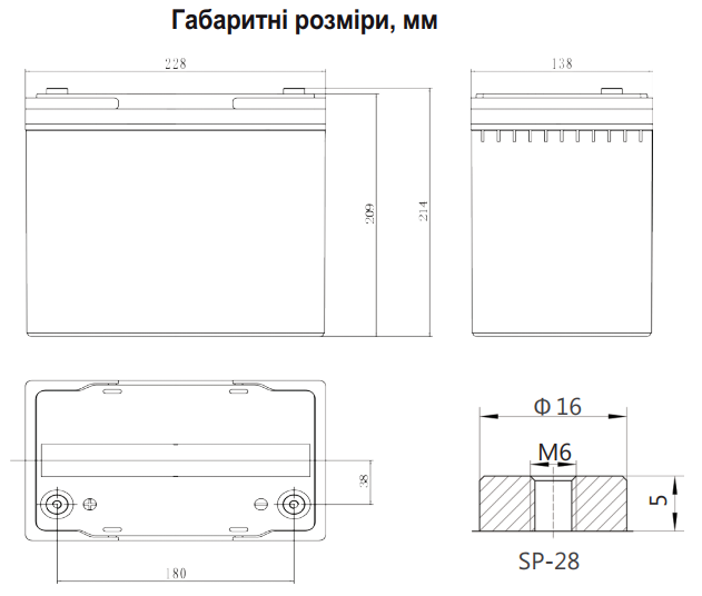 Акумулятор гелевий Ventura VG 12-55 12 V 55 Ah Сірий (12971143) - фото 2