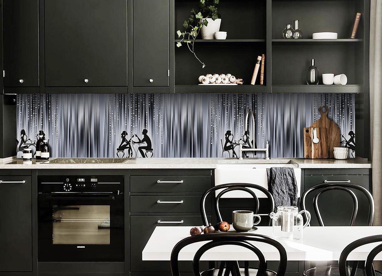 Кухонный фартук Свидание силуэты из самоклеющейся виниловой пленки 60х250 см Серый