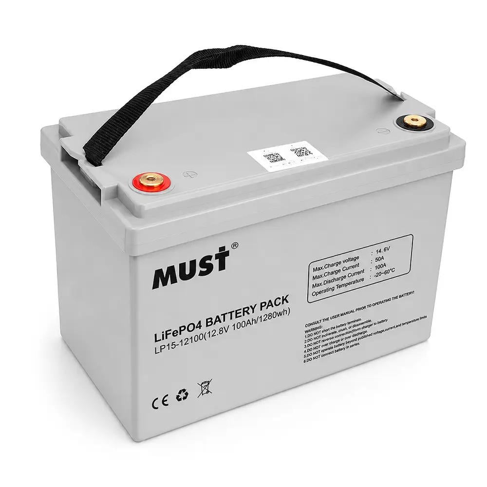 Аккумуляторная батарея Must LiFePO4 LP15-12100 12,8V 100Ah 1,28kWh BMS50A 4S