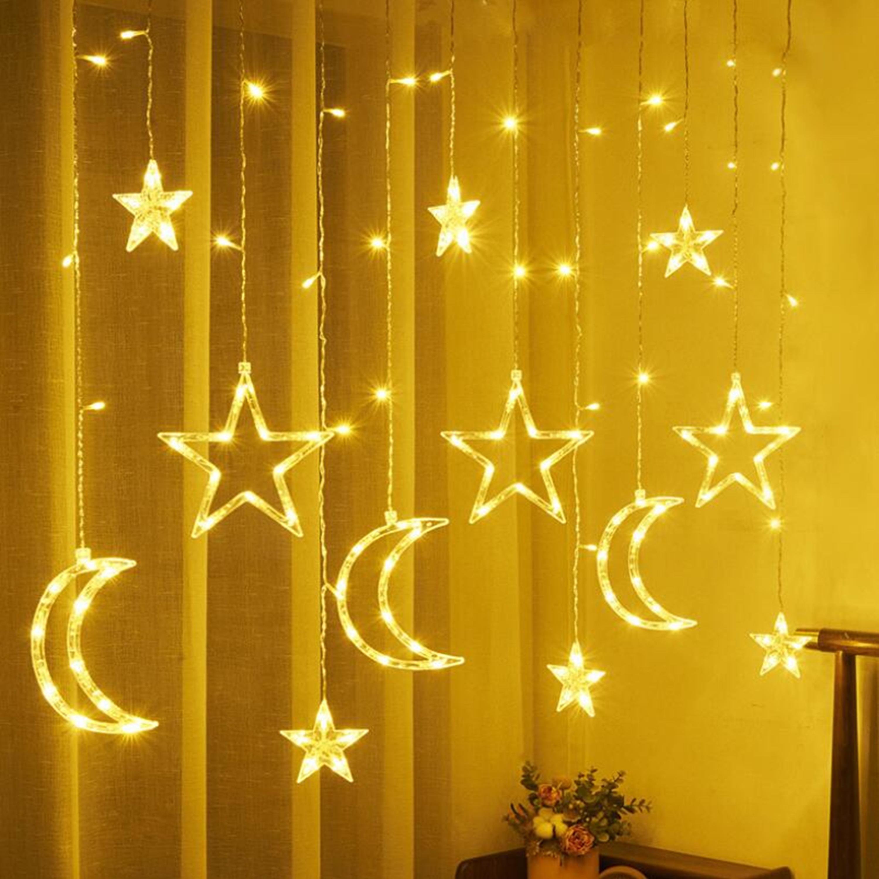 Гірлянда-штора світлодіодна Зірка/Місяць Білий теплий (WLS-2313W) - фото 3