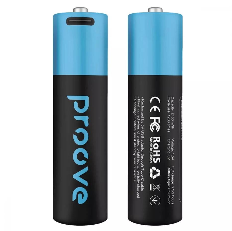 Аккумуляторные батареи Proove Compact Energy AA Type-C 1,5 V 2400 mAh 2 шт. (000003805) Аккумуляторные батареи Proove Compact Energy AA Type-C 1,5 V 2400 mAh 2 шт. (000003805)