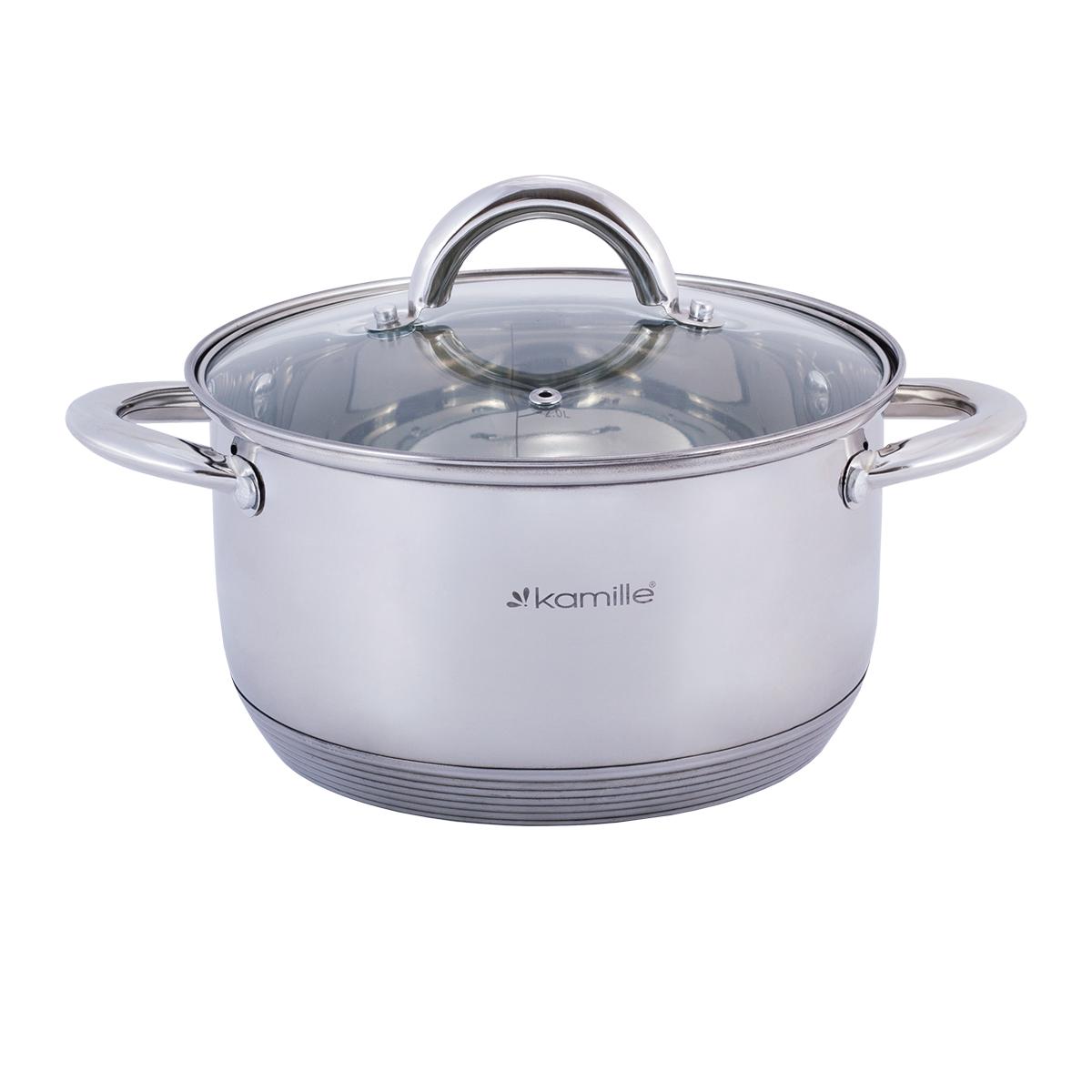 Кастрюля с крышкой Kamille KM-5773 3,4 л Нержавеющая сталь (14382420)