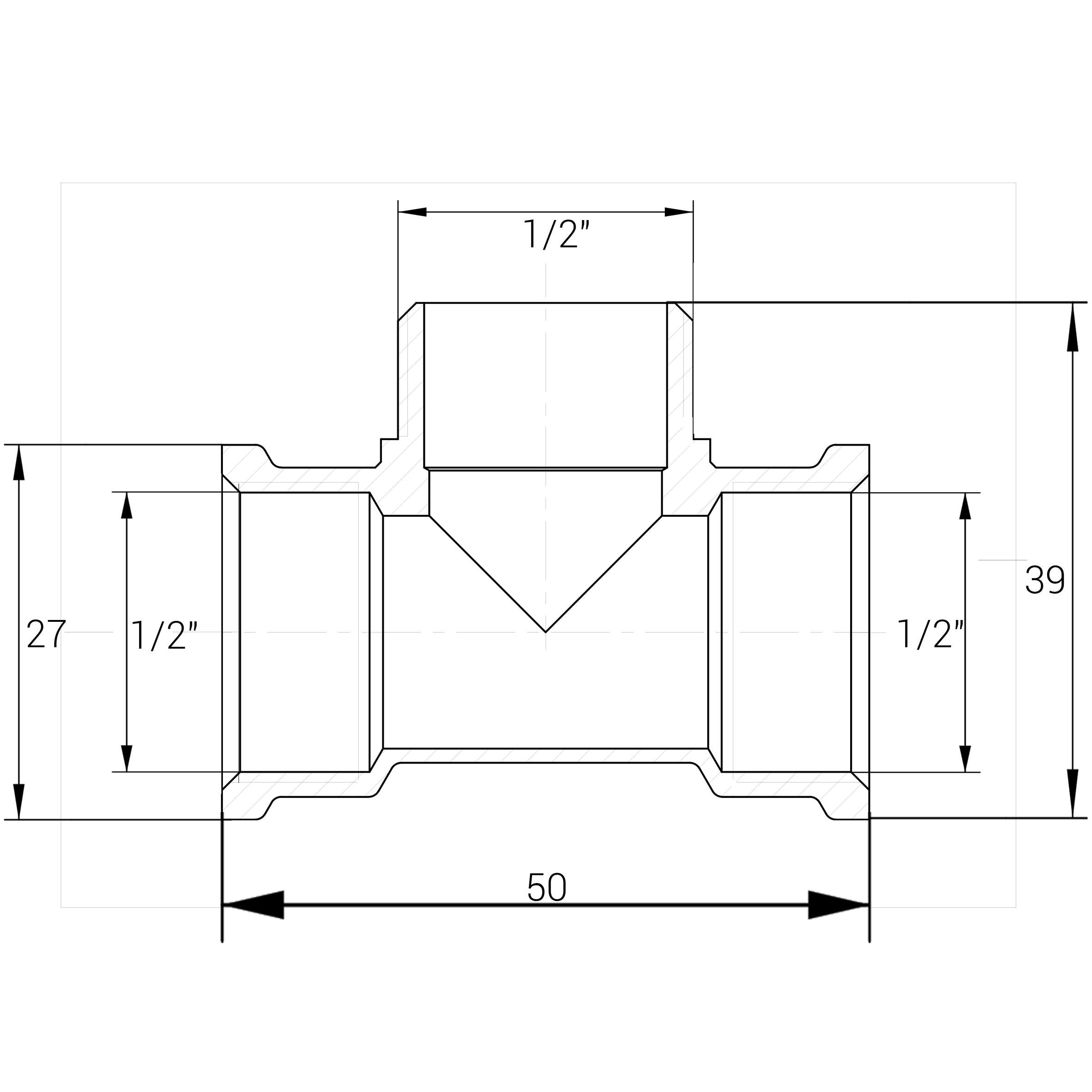 Тройник VA 000010493 латунь внутренняя-наружная-внутренняя 1/2" (162399) - фото 2 Тройник VA 000010493 латунь внутренняя-наружная-внутренняя 1/2" (162399) - фото 2