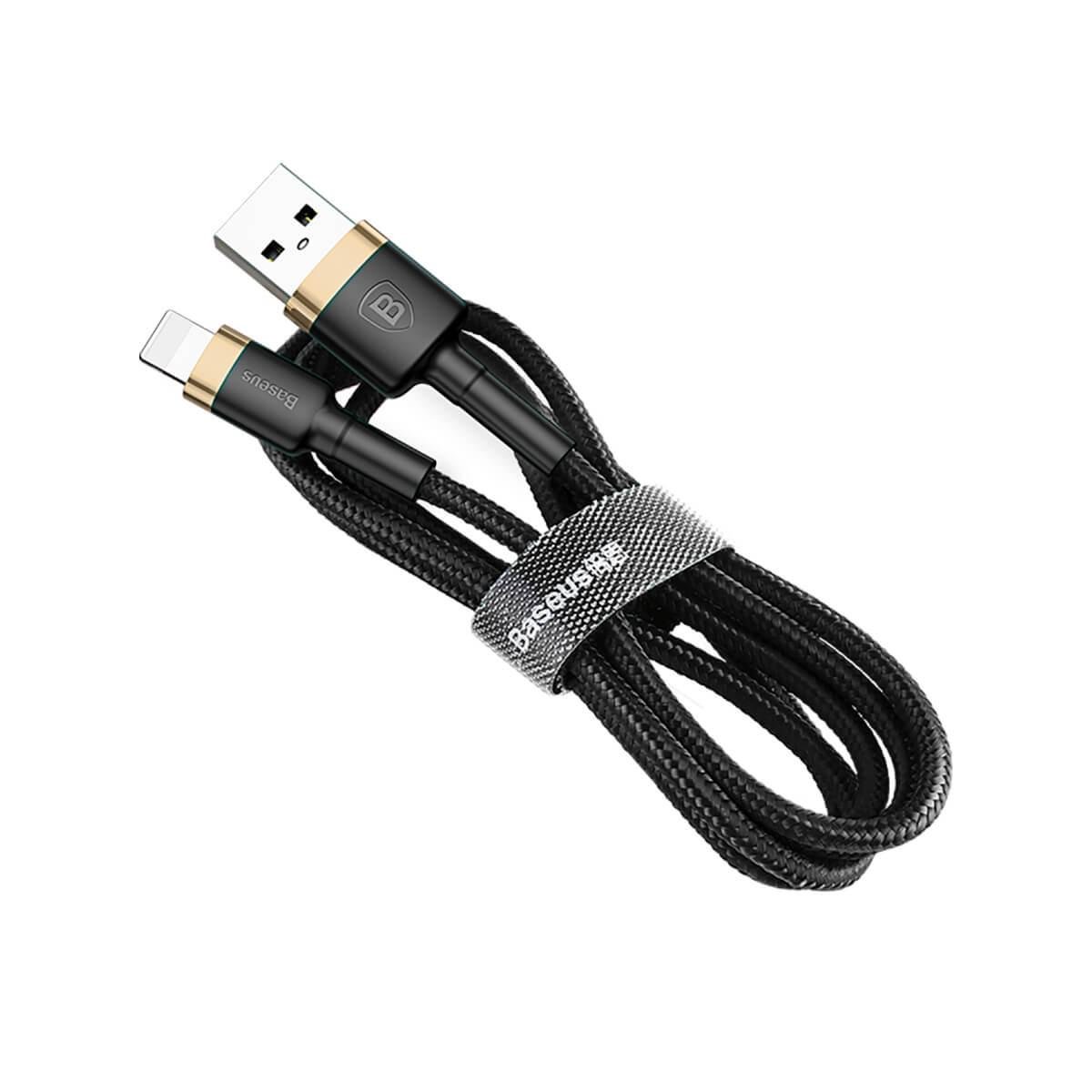 Кабель Baseus cafule Cable USB For lightning 2,4A 1 м Gold/Black - фото 1