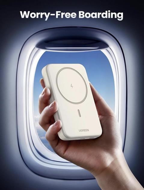 Повербанк магнітний Magsafe Ugreen PB561 10000 mAh 20 Вт з бездротовою зарядкою для iPhone Бежевий (26389505) - фото 2 Повербанк магнітний Magsafe Ugreen PB561 10000 mAh 20 Вт з бездротовою зарядкою для iPhone Бежевий (26389505) - фото 2