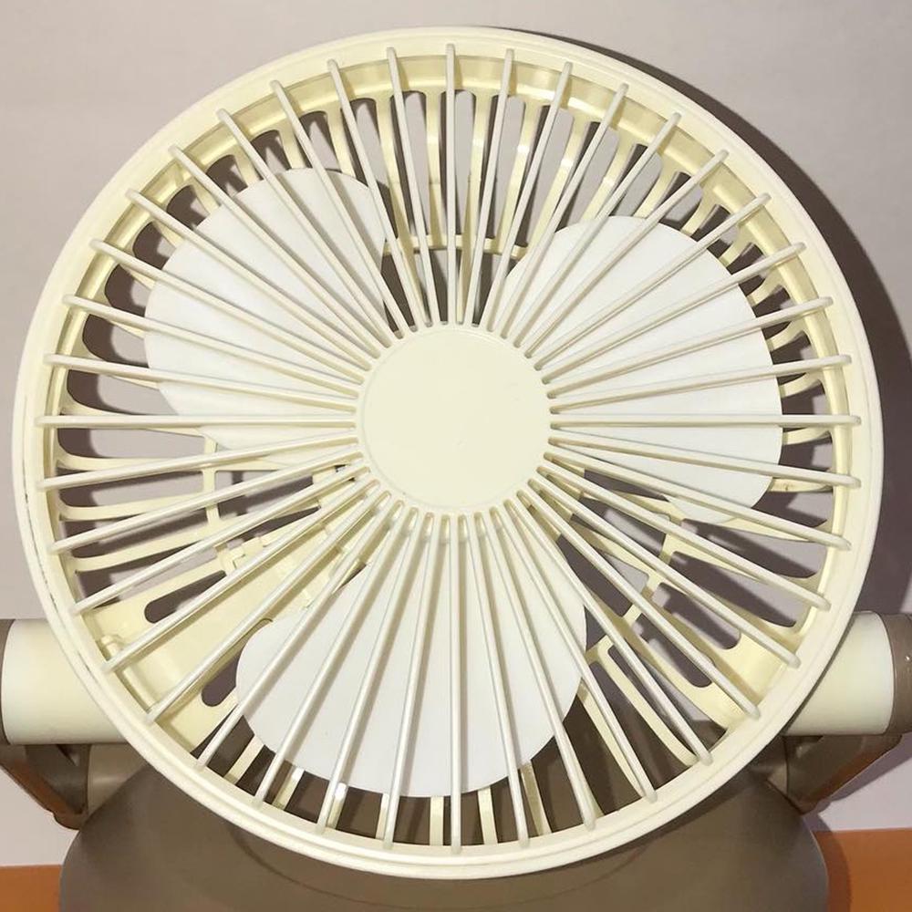 Вентилятор настільний на акумуляторі USB Type-C 1200 мАг 3 швидкості LED підсвітка Кремовий (27418683) - фото 8