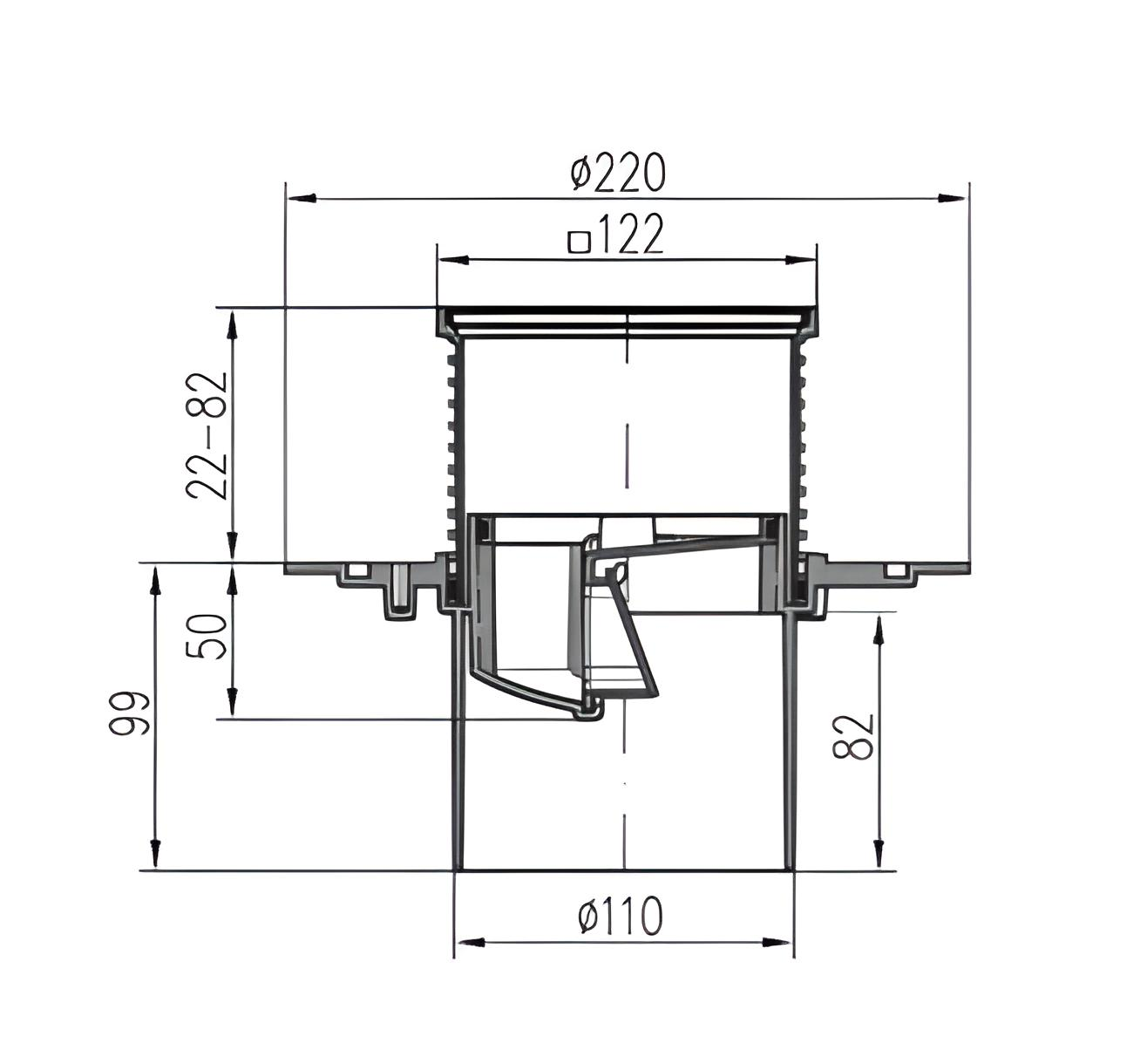 Трап МСН з дизайнерською решіткою Лабіринт 122x122х5 мм з вертикальним підключенням DN110 мм (L 386 NА) - фото 2 Трап МСН з дизайнерською решіткою Лабіринт 122x122х5 мм з вертикальним підключенням DN110 мм (L 386 NА) - фото 2