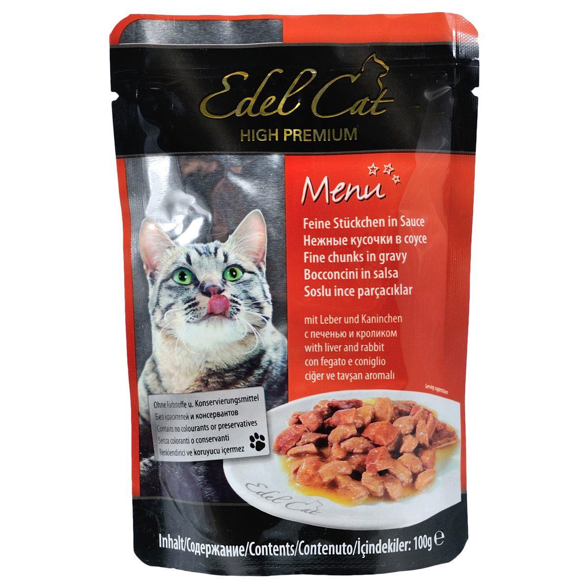 Корм влажный для кошек Edel Cat с печенью и кроликом в соусе 100 г (1805434836)