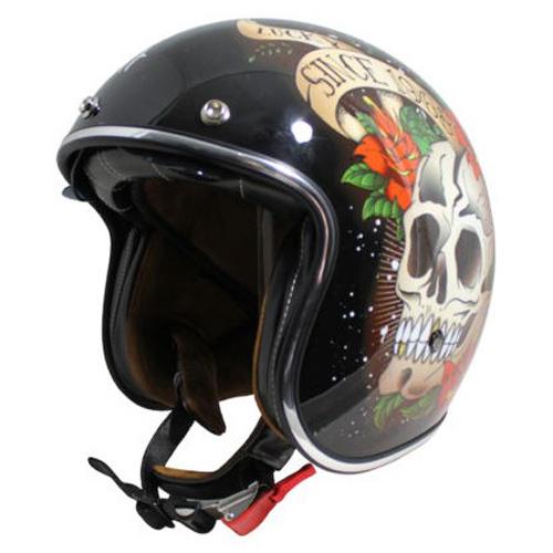 Мотошлем MT Jet Le Mans 2 SV Skull&Roses XS Black/Grey/Red