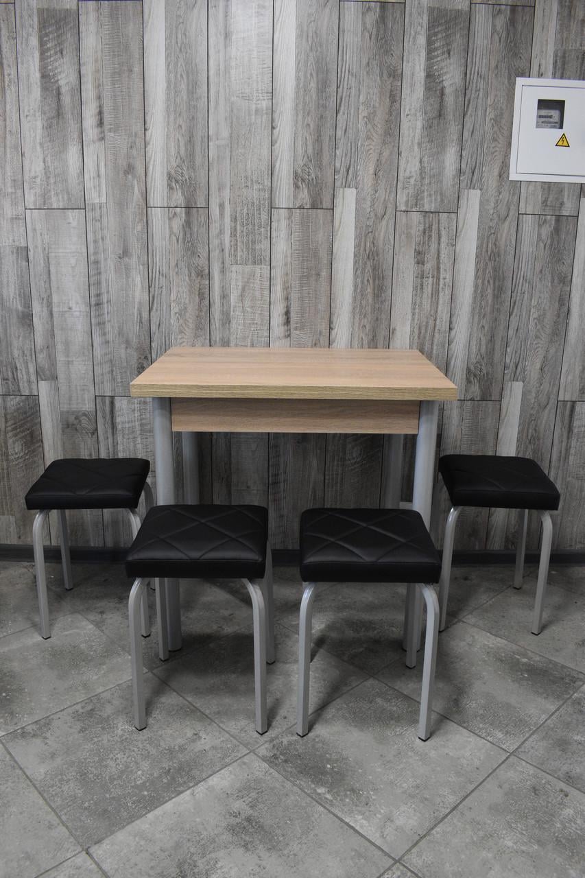 Кухонний комплект Оскар стіл розкладний/табурети 4 шт. Tutti Lux 60х80/80х120х75 см Дуб Сонома/Чорний (28374842)