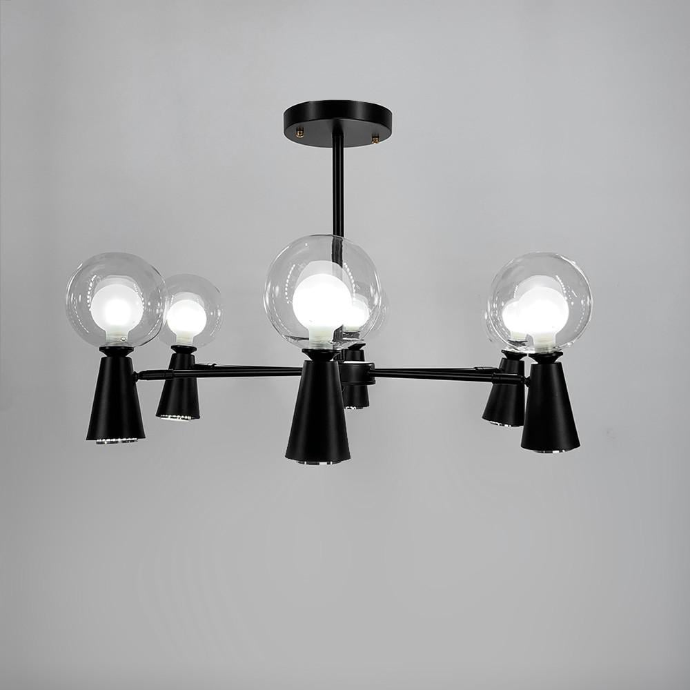 Люстра ABELINA з 6 прозорими подвійними плафонами на 2 джерела світла Чорний (LF_YG 8006/6+6 BK)