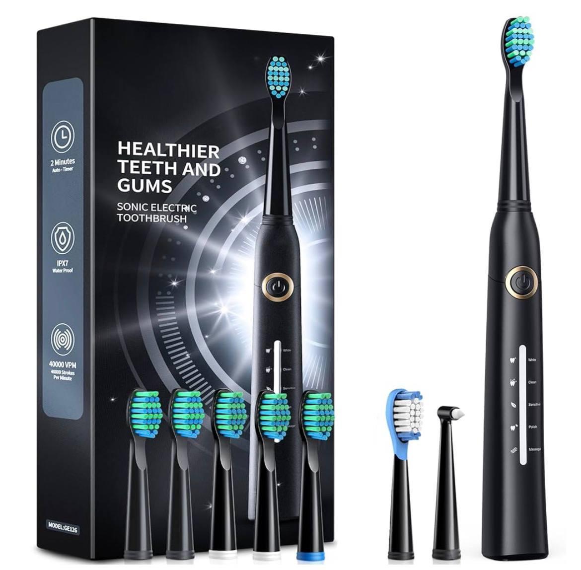 Электрическая зубная щетка Sonic для взрослых и детей 7 насадок