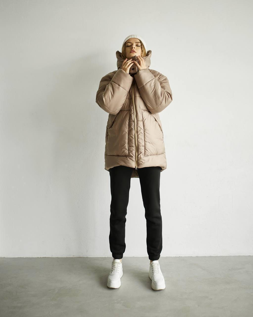 Пуховик Овер р. 48-52 Бежевий - фото 4