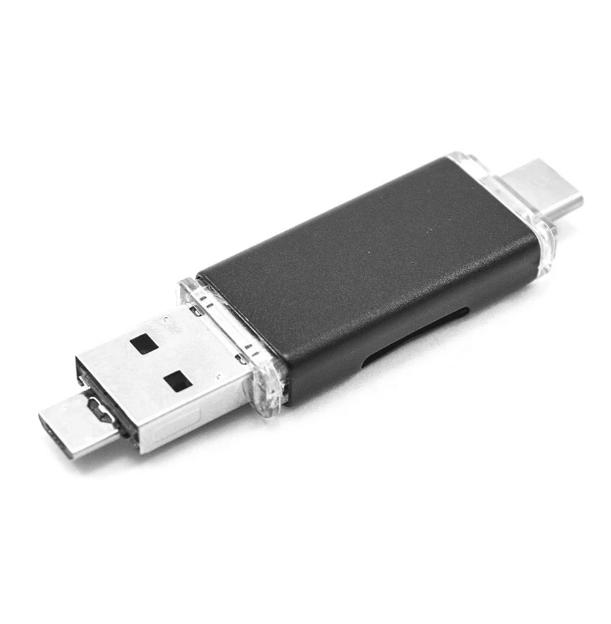 Перехідник кардрідер OTG microSD для Type C/micro USB/USB - фото 2