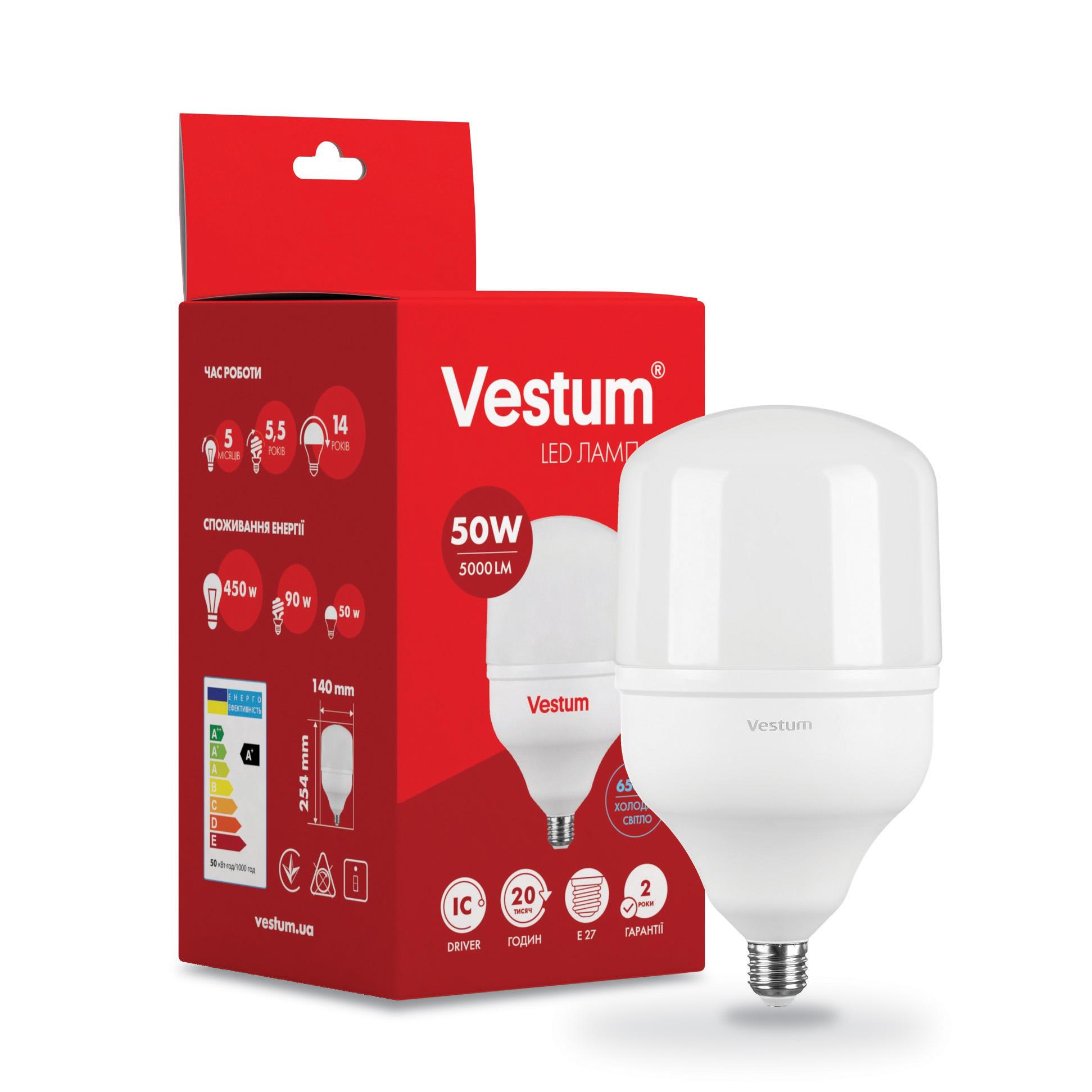Лампа LED Vestum T140 50 W 6500K 220 V E27