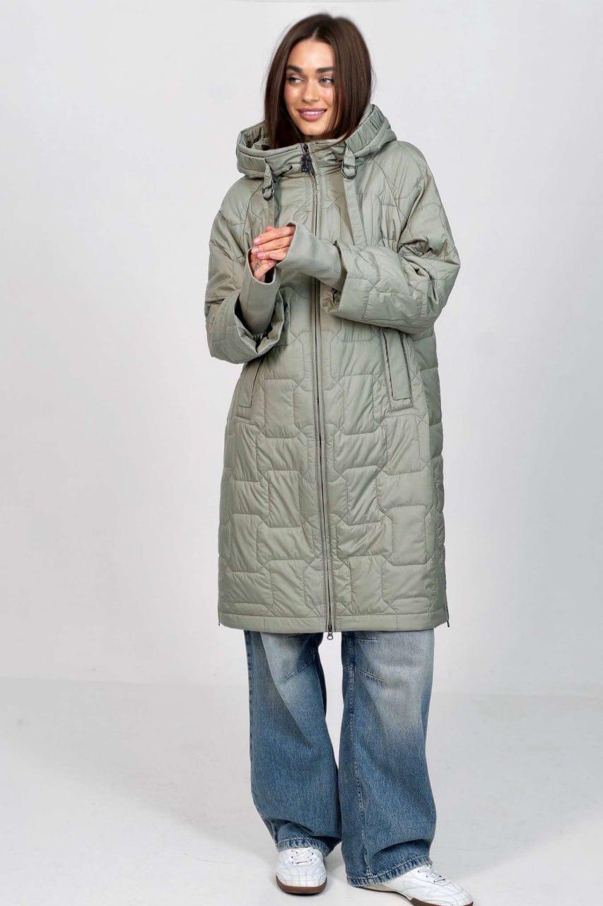 Пальто-реглан женское на флисе больших размеров р. 54 Оливковый (33304732)
