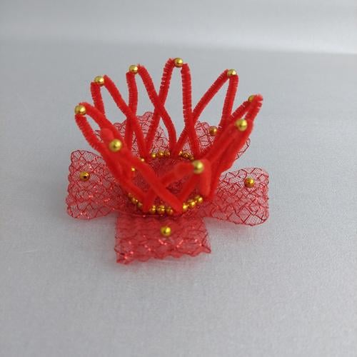 Корона Принцессы пушистая для праздника на шпильке Красный (210077)