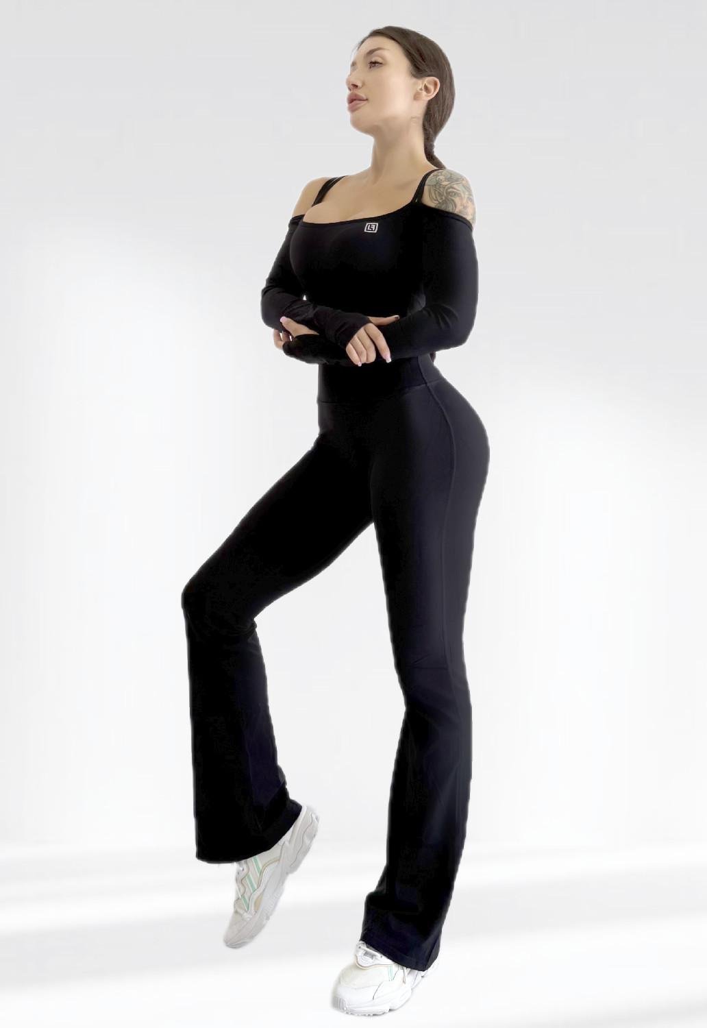 Комбинезон женский спортивный LILAFIT клеш с длинным рукавом M Черный (LFJ000067)