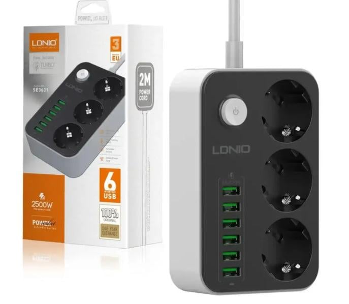 Подовжувач LDNIO SE3631 USB 2 м (SE3631 ) - фото 2 Подовжувач LDNIO SE3631 USB 2 м (SE3631 ) - фото 2