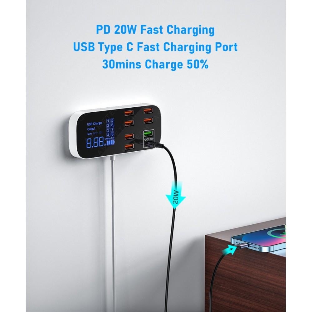 Зарядний пристрій мережевий Asometech 40W PD3.0 QC 3.0 8 USB (25397265) - фото 4 Зарядний пристрій мережевий Asometech 40W PD3.0 QC 3.0 8 USB (25397265) - фото 4